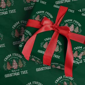 Christmas Tree Cake Wrapping Paper Roll Farm Fresh Sprinkles Frosting Ready To Eat Xmas Baking TS11 Green Print Your Wear