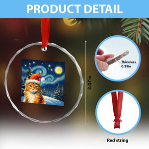 Christmas Van Gogh Cat Crystal Glass Ornament TS12 Print Your Wear