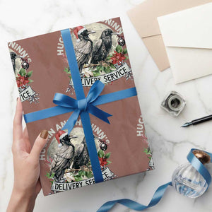Christmas Viking Wrapping Paper Roll Huginn And Hunninn's Delivery Service Raven TS11 Mocha Print Your Wear
