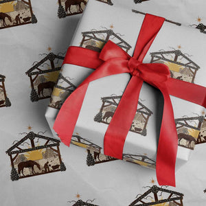 Christmas Western Wrapping Paper Roll True Story Jesus Cowboy Nativity Scene TS11 White Print Your Wear