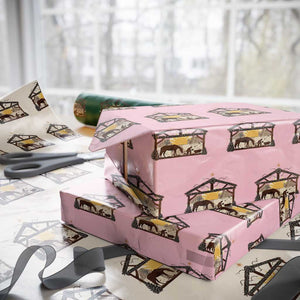 Christmas Western Wrapping Paper Roll True Story Jesus Cowboy Nativity Scene TS11 Light Pink Print Your Wear