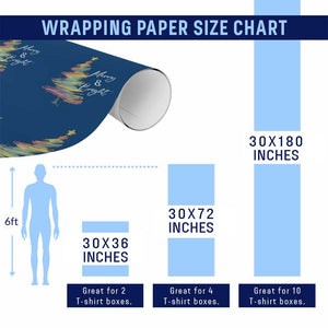 Christmas Wrapping Paper Roll Merry And Bright Colorful Xmas Tree TS11 Print Your Wear