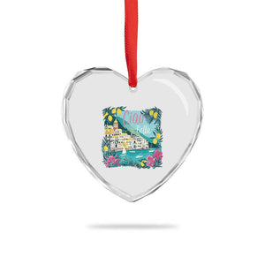 Ciao Bella Italy Amalfi Coast Heart Crystal Glass Ornament Lemons and Florals Nostalgic Village TS02 Print Your Wear