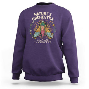 Cicada Lover Sweatshirt Nature's Orchestra Cicadas Concert TS09 Purple Print Your Wear