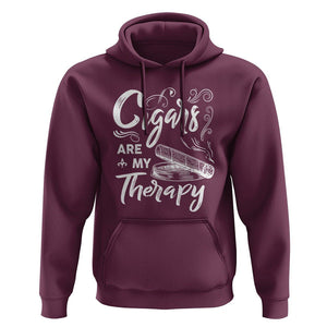 Cigar Lover Hoodie Cigars Are My Therapy Smoker Smoking TS09 Maroon Print Your Wear