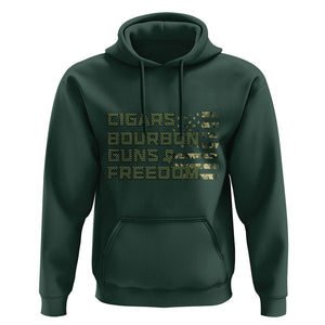 Cigars Bourbon Guns Freedom American Flag Hoodie TS09 Dark Forest Green Print Your Wear