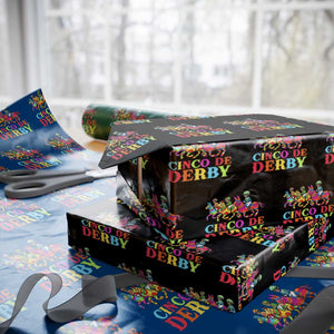 Cinco De Derby Wrapping Paper Roll Funny Mexican Derby Pinata Horse Race TS11 Black Print Your Wear