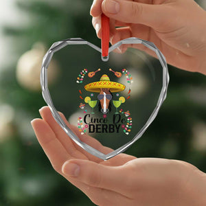 Cinco De Derby Funny Horse Racing Fiesta Heart Crystal Glass Ornament Mexican Sombrero and Margarita Horse Lover TS02 Print Your Wear