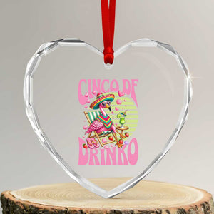 Cinco De Drinko Margarita Heart Crystal Glass Ornament Funny Flamingo Fiesta TS14 Transparent Glass 3'' Heart Print Your Wear