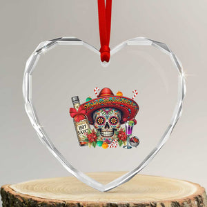 Cinco De Mayo Christmas Heart Crystal Glass Ornament Mexican Sugar Skull Sombrero Tequila Party TS14 Transparent Glass 3'' Heart Print Your Wear
