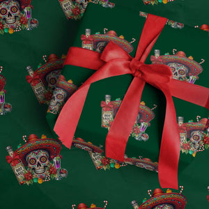 Cinco De Mayo Christmas Wrapping Paper Roll Mexican Sugar Skull Sombrero Tequila Party TS14 Green Print Your Wear