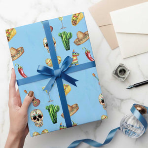 Cinco De Mayo Wrapping Paper Roll Mexican Fiesta Party Celebration TS12 Light Blue Print Your Wear