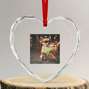 Cinco de Mayo Margarita Heart Crystal Glass Ornament Funny Chihuahua Drinking Cocktail Mexican Fiesta Gift TS14 Transparent Glass 3'' Heart Print Your Wear