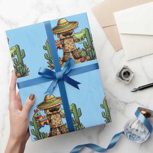 Cinco De Mayo Mexican Gamer Wrapping Paper Roll Video Game Fiesta Gift TS12 Light Blue Print Your Wear