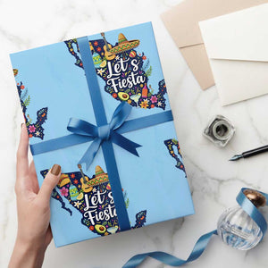 Cinco De Mayo Party Mexican Map Wrapping Paper Roll Lets Fiesta TS12 Light Blue Print Your Wear