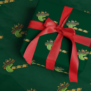 Cinco De Mayo Retro Game Wrapping Paper Roll Funny Sombrero Character Chasing Taco Cat TS12 Green Print Your Wear