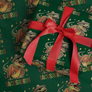 Cinco De Mayo Tacosaurus Wrapping Paper Roll Funny Dinosaur Taco Lover Gift TS12 Green Print Your Wear