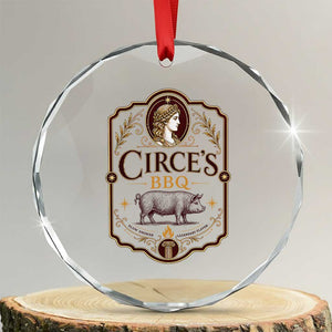 Circes BBQ Funny Greek Mythology Dark Humor Crystal Glass Ornament Slow Smoked Legendary Flavor Odysseus Pigs Odyssey Parody