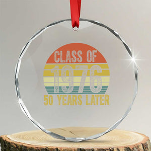 Class of 1976 50 Years Later Crystal Glass Ornament Retro Sunset Graduation Birthday 50th Milestone TS02 Transparent Glass 3'' Circle Print Your Wear