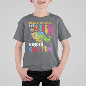 Kindergarten Graduate T Shirt For Kid Dinousaur Class Of 2036 Let's Crush Kinder TS02 Charcoal Printyourwear