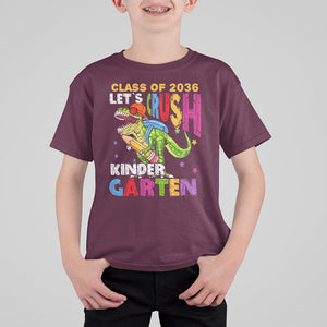 Kindergarten Graduate T Shirt For Kid Dinousaur Class Of 2036 Let's Crush Kinder TS02 Maroon Printyourwear