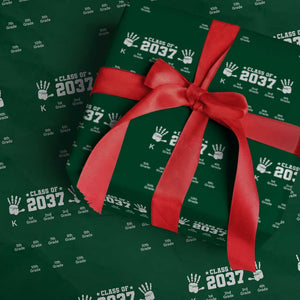 Class of 2037 Grow With Me Wrapping Paper Roll Handprint K to 12th Grade Graduation TS10 Green Print Your Wear