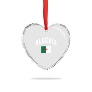 Classic Algeria Varsity Athletic Style Heart Crystal Glass Ornament Proud Patriotic Algerian Flag