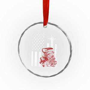 Classic Big Block Blower Crystal Glass Ornament Patriotic Racing Engine American Flag Christian Cross