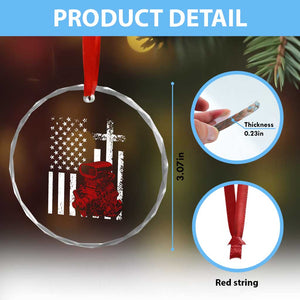 Classic Big Block Blower Crystal Glass Ornament Patriotic Racing Engine American Flag Christian Cross