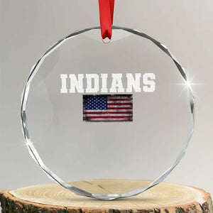 Classic Indians Crystal Glass Ornament Retro Varsity Vintage Sports Team Name USA Flag TS10 Transparent Glass 3'' Circle Print Your Wear