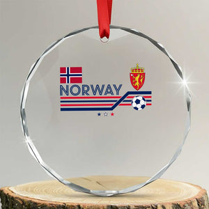 Classic Norway Football Emblem Graphic Crystal Glass Ornament Retro Norwegian Flag Coat of Arms Norge Soccer Fans TS02 Transparent Glass 3'' Circle Print Your Wear