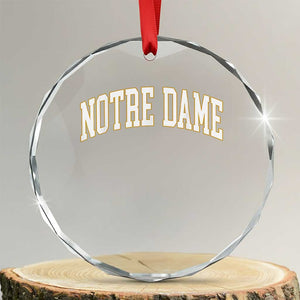 Classic Notre Dame Indiana Crystal Glass Ornament Retro Vintage Varsity Throwback Design TS02 Transparent Glass 3'' Circle Print Your Wear