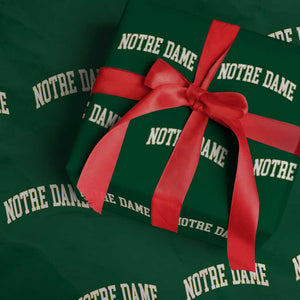 Classic Notre Dame Indiana Wrapping Paper Roll Retro Vintage Varsity Throwback Design TS02 Green Print Your Wear