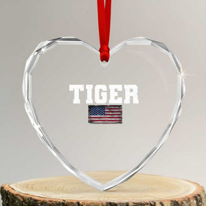 Classic Tiger Heart Crystal Glass Ornament Retro Varsity Vintage Sports Team Name USA Flag TS10 Transparent Glass 3'' Heart Print Your Wear