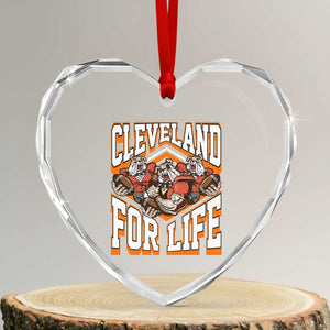 Cleveland For Life Heart Crystal Glass Ornament CFBB Fan Gift TS12 Transparent Glass 3'' Heart Print Your Wear