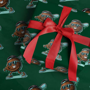 Coconut Baseball Player Wrapping Paper Roll Funny Baseball Drip Ice Cream Fruit Humor TS10 Green Print Your Wear
