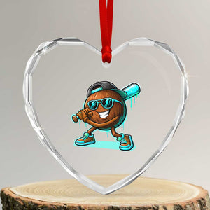 Coconut Baseball Player Heart Crystal Glass Ornament Funny Baseball Drip Ice Cream Fruit Humor TS10 Transparent Glass 3'' Heart Print Your Wear
