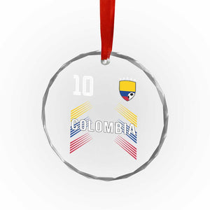 Colombia Soccer Sports Graphic Number 10 Jersey Style Crystal Glass Ornament Proud Colombian Football Fans Game Day Pride