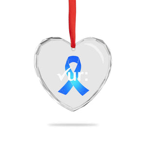 Colon Cancer Awareness Heart Crystal Glass Ornament Blue Ribbon Colonoscopy Colorectal TS10 Print Your Wear