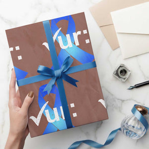 Colon Cancer Awareness Wrapping Paper Roll Blue Ribbon Colonoscopy Colorectal TS10 Mocha Print Your Wear