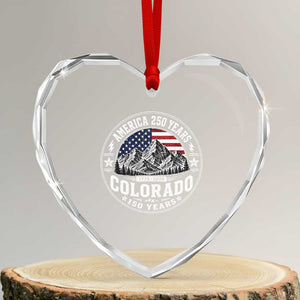 Colorado 150 America 250 Years Heart Crystal Glass Ornament Colorado Sesquicentennial Anniversary 1876 2026
