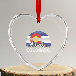 Colorado Flag Mountain 70s Retro Patriotic Colorado State Day Heart Crystal Glass Ornament TS11 Transparent Glass 3'' Heart Print Your Wear