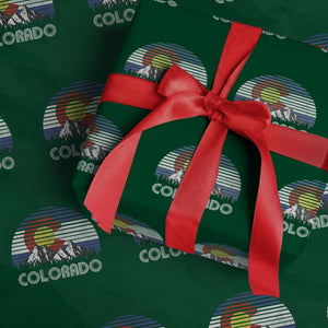 Colorado Flag Mountain 70s Retro Patriotic Colorado State Day Wrapping Paper Roll TS11 Green Print Your Wear