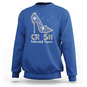 Colorectal Cancer Awareness Sweatshirt Crush Colon Colonscopy Blue Ribbon High Heels TS09 Royal Blue Printyourwear