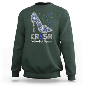 Colorectal Cancer Awareness Sweatshirt Crush Colon Colonscopy Blue Ribbon High Heels TS09 Dark Forest Green Printyourwear