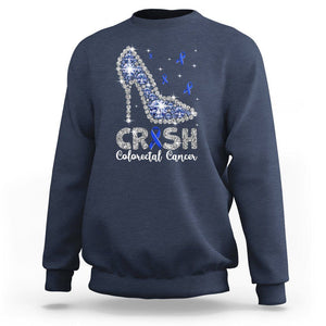 Colorectal Cancer Awareness Sweatshirt Crush Colon Colonscopy Blue Ribbon High Heels TS09 Navy Printyourwear