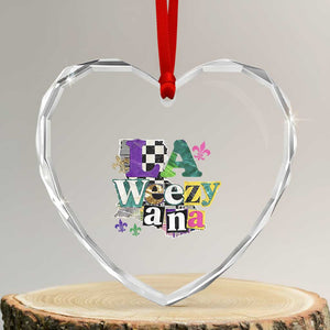 Colorful La-Weezi-ana Mardi Gras Louisiana Pride Heart Crystal Glass Ornament Funky Carnival Vibes TS02 Transparent Glass 3'' Heart Print Your Wear