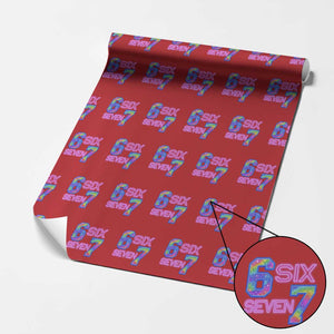 Colorful Neon Light Effect Wrapping Paper Roll Six Seven Meme TS12 Red Print Your Wear