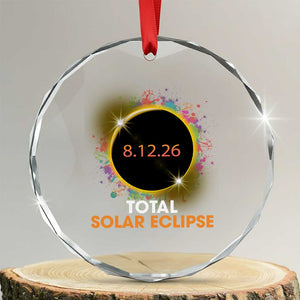 Colorful Paint Splatter 2026 Total Solar Eclipse Totality Astronomy Crystal Glass Ornament TS02 Transparent Glass 3'' Circle Print Your Wear