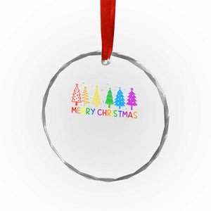 Colorful Rainbow Christmas Trees Crystal Glass Ornament Merry Xmas Fun Festive Holiday Pride Gift TS02 Print Your Wear